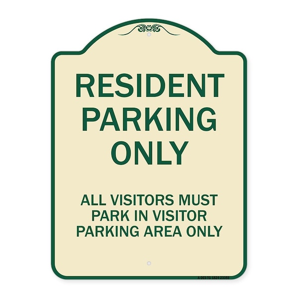 Signmission Parking Resident Parking Only All Visitors Must Park in Visitor Parking Area Only, TG-1824-23359 A-DES-TG-1824-23359 - main